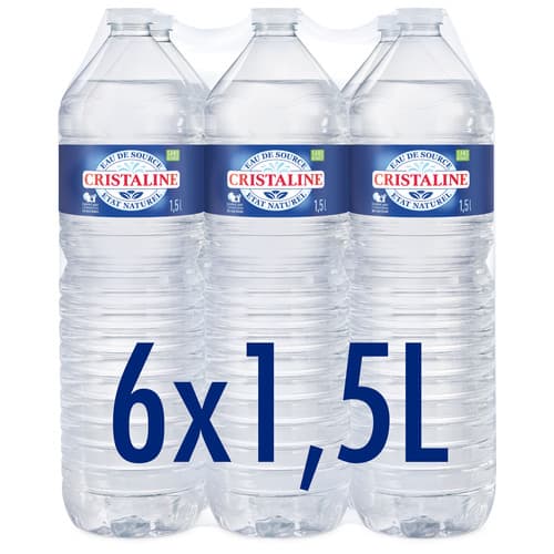 Cristaline 6 × 1,5 L Eau de source plate