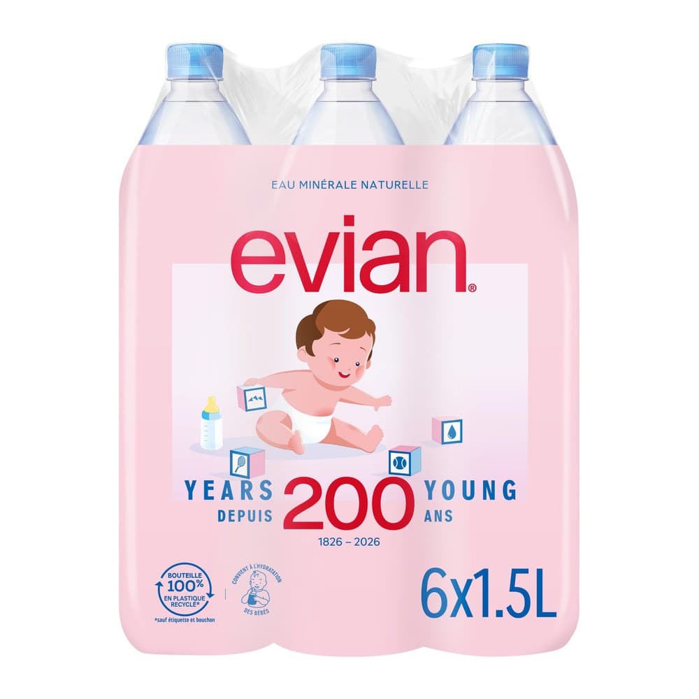 evian 6 × 1,5 L Eau minérale naturelle